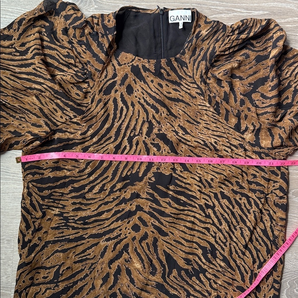 GANNI PRINTED GEORGETTE DRESS TIGER - Picture 12 of 15